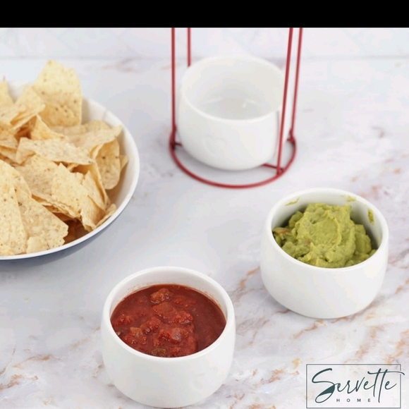 Ceramic Bowls with Hearts 3-Tier Stackable W/ Rack - Picture 6 of 8